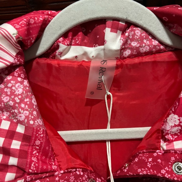 Altar'd State Red and White Quilted Puffer Jacket - Picture 7 of 12